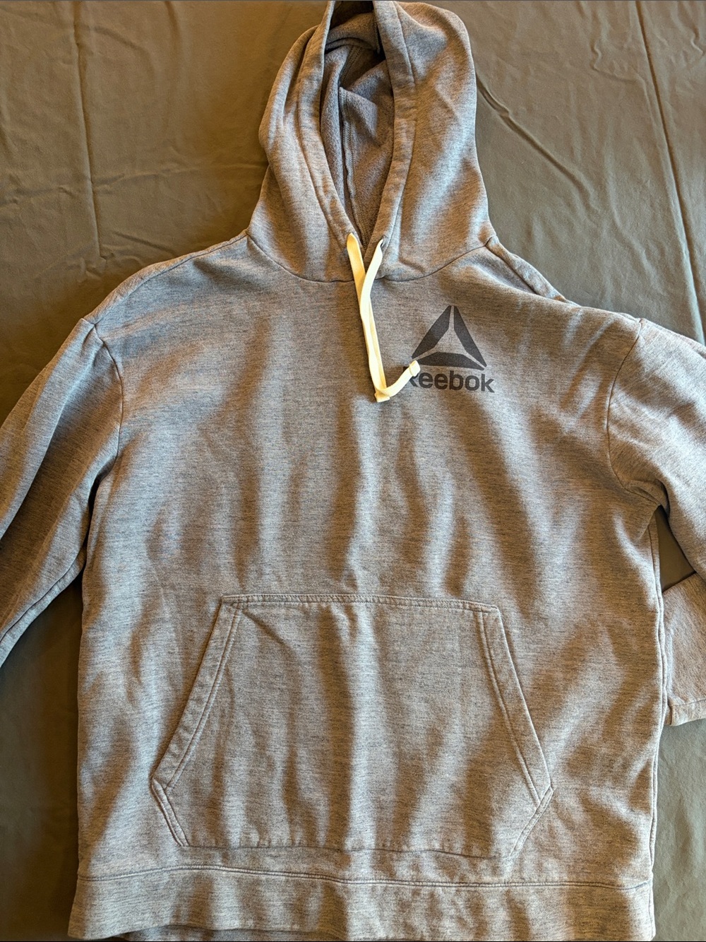 Reebok Men's Light Gray Pullover Hoodie with Logo